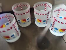 4 Cera Drinkware glasses Frosted Nautical Flags SOS Old Fashioned Rare  picture