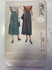 Vintage McCalls 40’s Pattern COMPLETE Sz 32 Waist 7337 Gored Skirt Calf Length picture