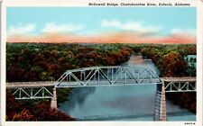 Eufaula, AL McDowell Bridge Chattahoochee River Postcard Linen Unposted picture