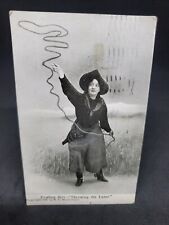 Antique Cowgirl Cowboy Girl Throwing The Lasso Postcard 1907 McFarlane  picture