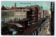 1913 Union Loop Railway Wabash Avenue Scene Chicago Illinois IL Posted Postcard picture