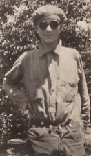3U Photograph Portrait Young Man Wearing Hat Sunglasses 1930's Portrait picture