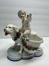 Antique 19th c KPM Kister Scheibe-Alsbach Porcelain Angel Cherub Riding a Dog picture