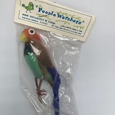 Vtg Miniature Red White Green Parrot With Real Feathers “People Watcher” Crafts picture