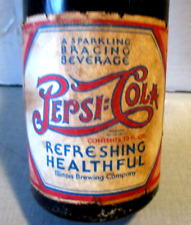 1930's PEPSI SODA DOUBLE DOT-PAPER LABEL-BROWN BOTTLE-ILLINOIS BREWING CO-29 S picture