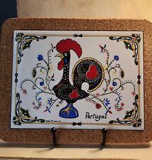 Vintage Rooster Trivet Cork & Tile  Portugal By Reber Almada Colorful 9x8 picture