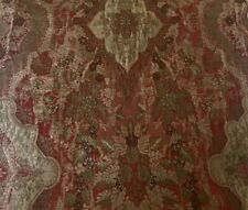 Rare Antique 17th Century Italian Silk Metallic Brocade Fabric Fragment #2~ Red picture