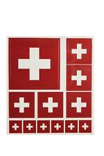 SWITZERLAND Country Flag , Set Of 7  VINYL Flag STICKERS, 3 Sizes ..New picture