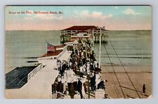 Old Orchard Beach ME-Maine, Scene On The Pier, Antique Vintage c1915 Postcard picture