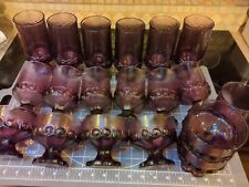 Used Vintage Purple Glassware Tiffin  fransican Madeira Plum 19pc No Damage 1972 picture