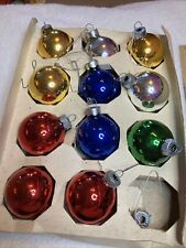 Lot Of 11 Vintage Mercury Glass Christmas Ornaments Made In USA Solid ColorBalls picture