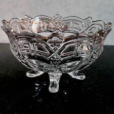 EAPG U.S. Glass Athenia Reverse / 44 Footed Gold Trim Bowl 1912 picture