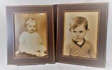 2 Vintage Mid 20th Century Black & White Photos 1 Boy 1 Girl Matted 8 X 10 picture