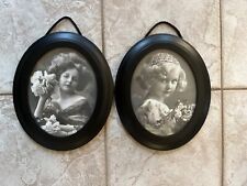 Vintage Oval black wall frames with glass set of 2 size: 11,5”x9,5” picture
