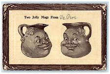 c1910's Two Jolly Mugs Funny Face Kaukauna Wisconsin WI Posted Antique Postcard picture