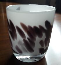 Art Glass Candle Votive White and Amethyst with candle picture