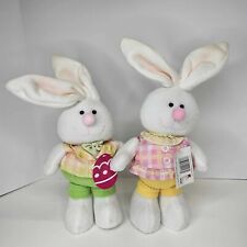 Vintage Kmart 14 Inch Standing Easter Bunny Lot Of 2 With Tags picture