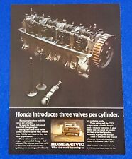 1975 HONDA CIVIC 3 VALVES PER CYLINDER OHC ENGINE CLASSIC ORIGINAL PRINT AD picture