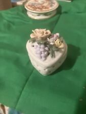 Vintage Bone China Floral Trinket Box Jewelry Holder Hand Painted Figurines picture