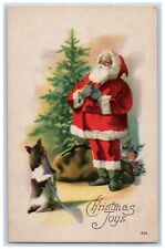 c1910's Christmas Santa Claus Dog Doing Tricks Unposted Antique Postcard picture