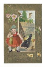 WINSCH VINTAGE ANTIQUE 1900’S BEAUTIFUL DESIGNED EASTER EMBOSSED POSTCARD  picture