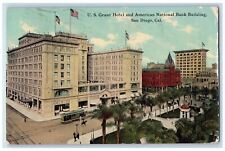 1911 US Grant Hotel and American National Bank Building San Diego CA Postcard picture