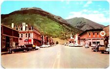 Postcard 1959 Downtown Silverton Colorado, Texaco Sign, Old Cars, Hotels picture