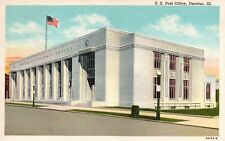 Decatur, Illinois, IL, U.S. Post Office, 1945 Linen Vintage Postcard a9898 picture
