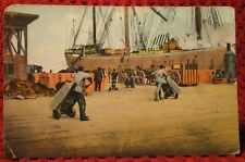 EARLY 1900'S. UNLOADING FREIGHT FROM VESSELS AT SAN FRANCISCO CA POSTCARD L4 picture