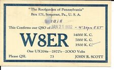 QSL  1932 Somerset PA    radio card picture