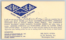 Advertising Postcard~ Big-Dad/ Lil-Dad Jolly Jeans~ Starke, FL & Lexington, NC picture