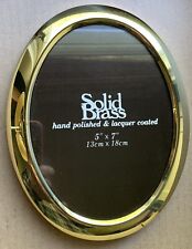 vintage 5 x 7 Solid Brass OVAL Picture Frame - - Hand Polished with Lacquer Coat picture
