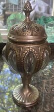 VTG BUBBLE GLASS FOOTED METAL PEDESTAL URN picture