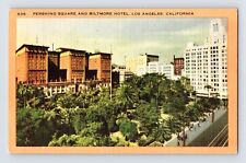 Postcard California Los Angeles CA Pershing Square Biltmore Hotel 1952 Posted picture