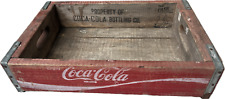 Vintage Coca-Cola Wooden Bottle Crate Case Carrier with Metal Edges no Dividers picture