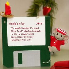 Vintage Retired Hallmark Ornament 1998 Santas Flies Floppy Disk Mouse Candle NEW picture