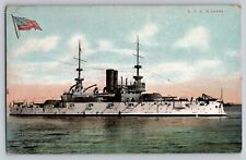 USS Navy Battleship Alabama At Sea Vtg Postcard c1906 Pre Dreadnought & WW1 picture