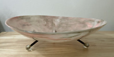Vintage Marble-Look Plastic Fruit Bowl Pink~Gray~White Swirl w/Legs picture