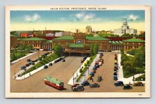 Union Station Providence Rhode Island RI Linen Postcard UNP VTG Unused Vintage picture