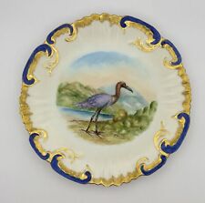 Rare Limoges Hand-Painted Plate with Blue Heron picture