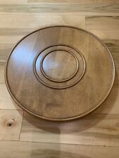 Beautiful Vintage Teak Wood Serving Platter 18” Round Ridges Rotating Lazy Susan picture