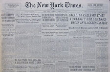 3-1939 WWII March 30 DALADIER CALLS ON ITALY TO CLARIFY HER DEMANDS URGES ANTI picture