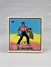 Mexican Loteria Tile Assorted Multi Purpose Drink Coasters #12 El Valiente 4x4 picture