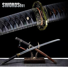 Clay Tempered Japanese Tachi Sword folded steel blade Rosewood Saya Real Hamon picture