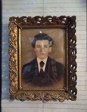 Antique Ornate Gold Frame And Photo of Unknown Man Dated 1926  picture