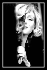 Marilyn Monroe & Cat - Vintage Hollywood Actor  - BIG MAGNET 3.5 x 5.5 inches picture