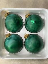 Large Magic Crackled Green Christmas Ornaments 4 Bulbs Lazarus Made In USA picture