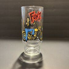 Vintage 1977 The Fonz on Motorcycle Pizza Hut Dr. Pepper Happy Days Glasses RARE picture