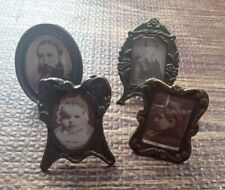 Vintage Miniature Pewter Flower Themed Frames 2.5” Set Of 4 picture