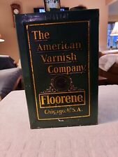 STUNNING antique advertising tin AMERICAN VARNISH CO. green & gold ORIGINAL LID picture